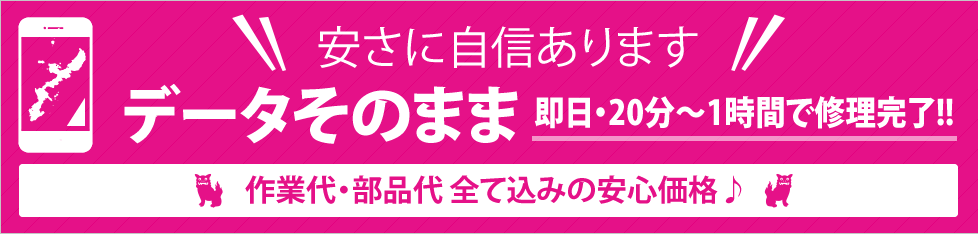 沖縄県内最安値宣言 データそのまま 即日・20分〜1時間で修理完了!! 作業代・部品代 全て込みの安心価格♪