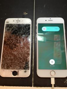 iPhone6ガラス粉砕と修理完了比較