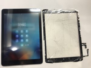 ガラスパネルの交換で修理完了のiPad Air